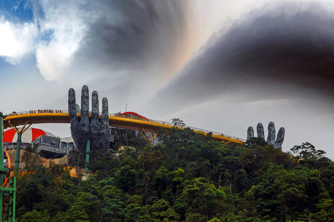 Золотой мост (cầu vàng), Горная станция bà nà Hills, Вьетнам